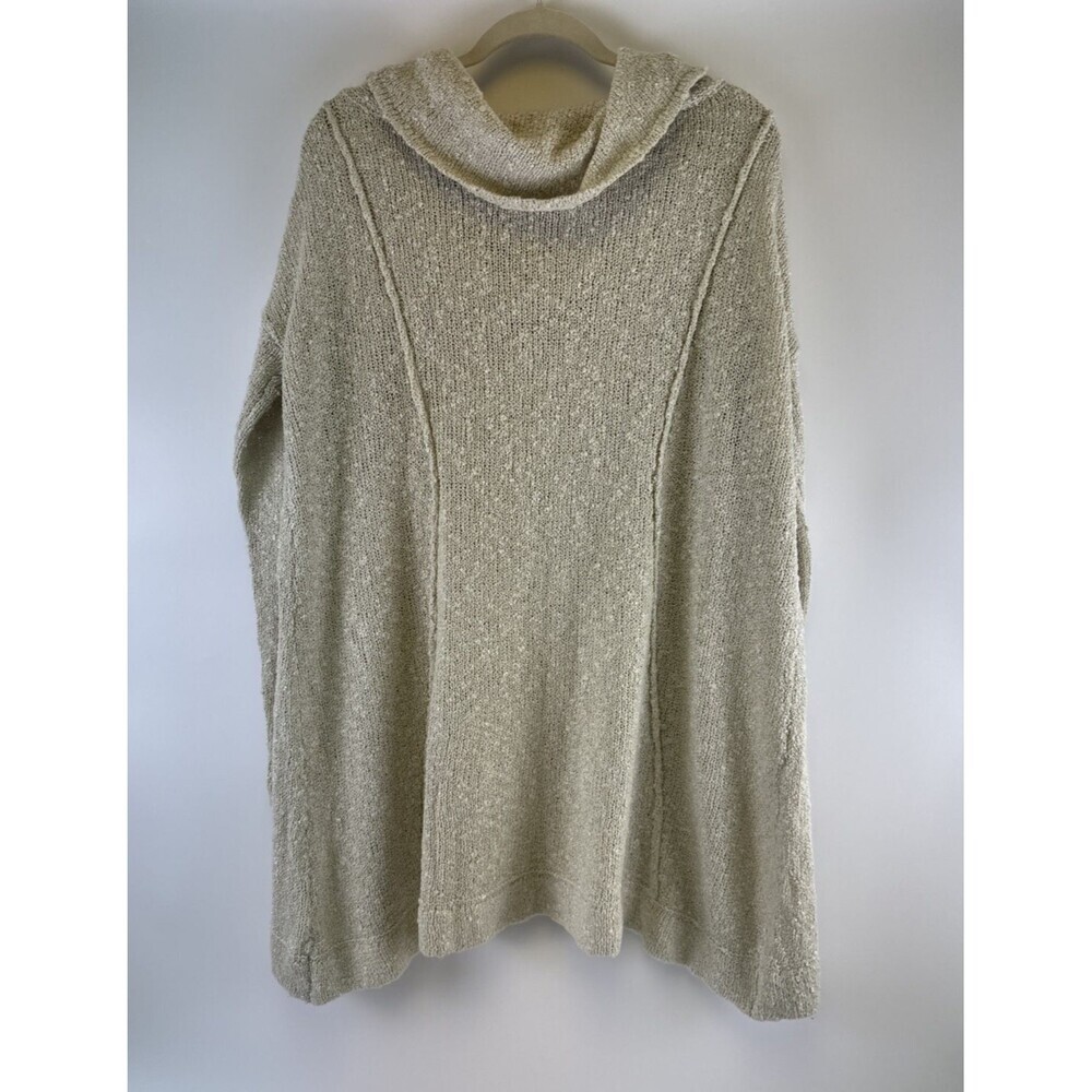 Mia Joy Cowl Neck Sweater Tunic Lightweight Open Knit Pullover Tan Womens Large - Picture 6 of 12